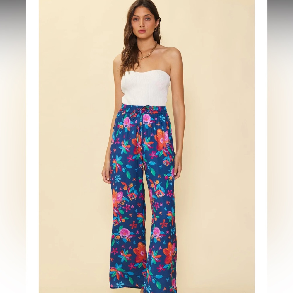 NWTs Skies Are Blue Aquatic Floral Elastic Waist Pant Sz S
